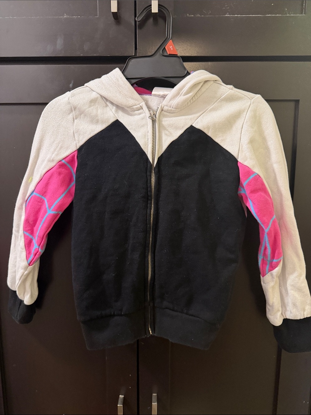 Marvel Ghost Spider Hoodie Black, White & Pink Kids Zip-Up Jacket toddler 5/6